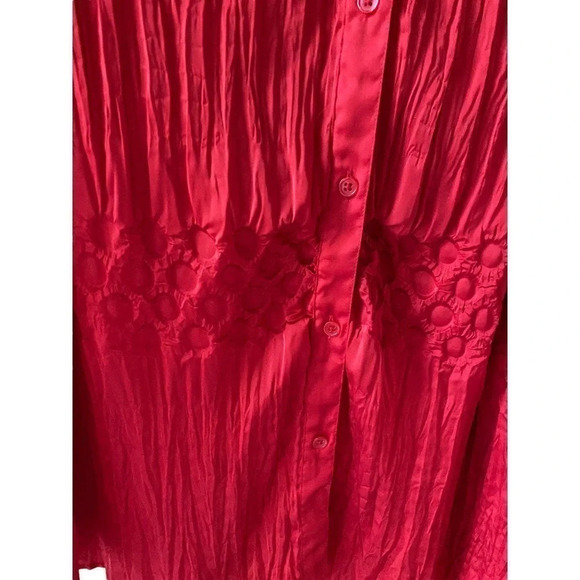 Lane Bryant Womens Long Sleeve Red Holiday Work Casual Button Up Shirt Size 22 - Picture 3 of 12
